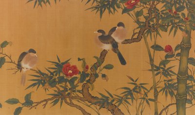 Aves, bambú y camelias de Unbekannt Unbekannt